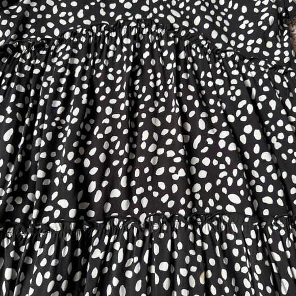 Altar'd State Black & White Rayon Spotted Tier Babydoll Mini Dress Women's Large - Picture 5 of 10